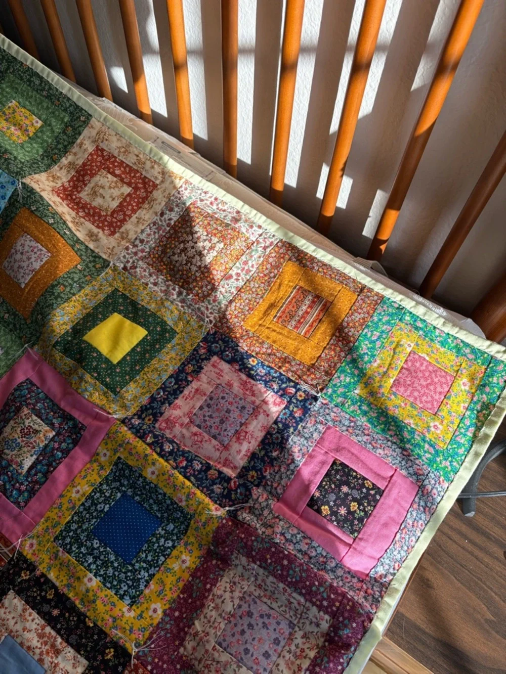 Handmade Multicolor Patchwork Quilt - Vibrant Square Design